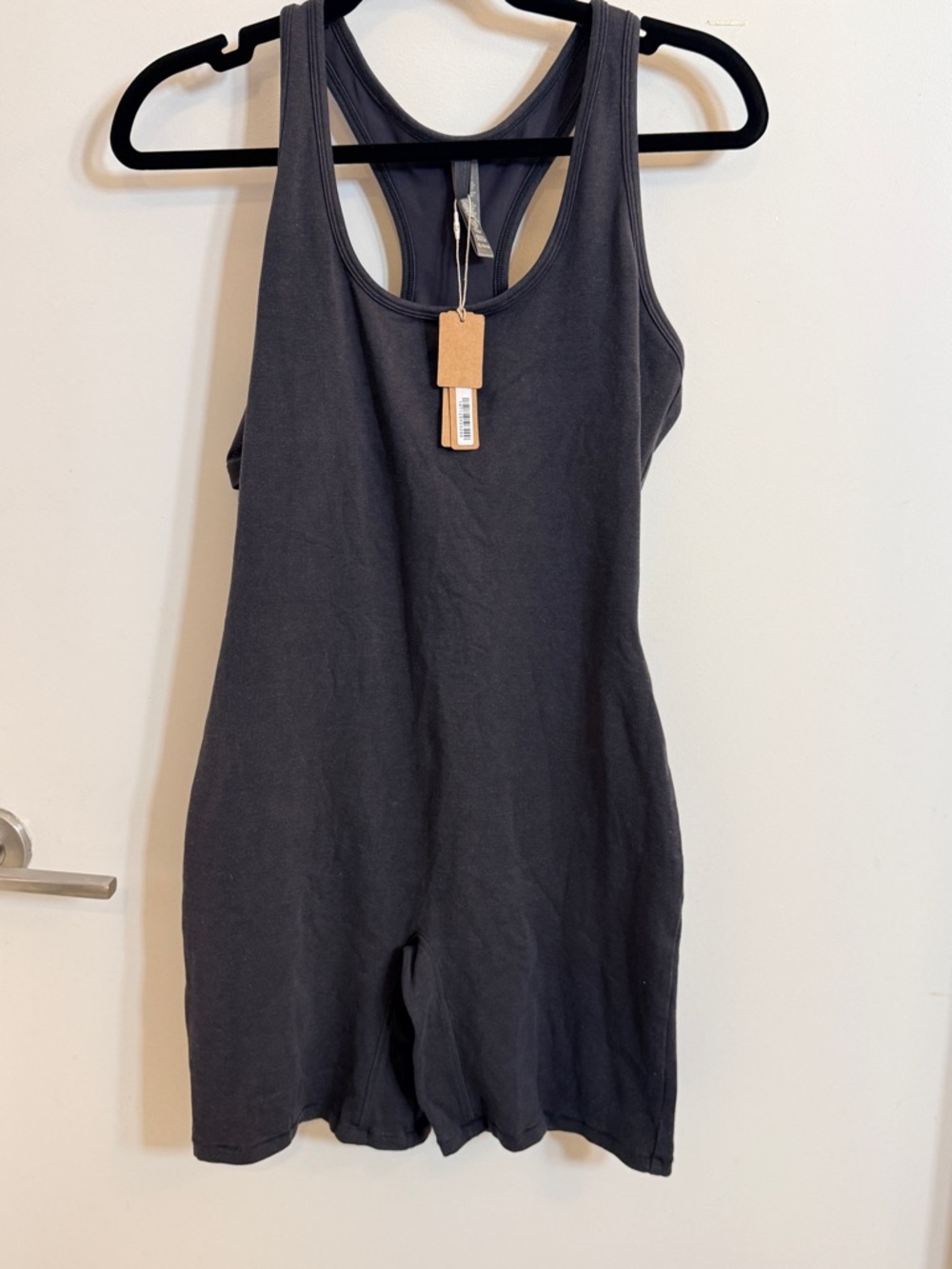 Skims Black Racerback Romper Bodysuit One Piece Lounge Active XL NWT
